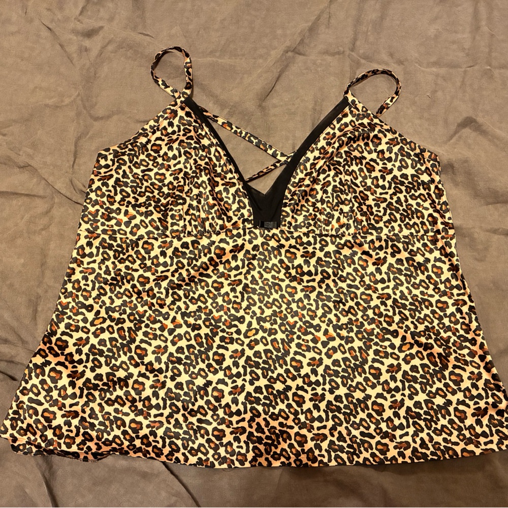 Leopard Print Satin Cami Tank Top. Hot AF.